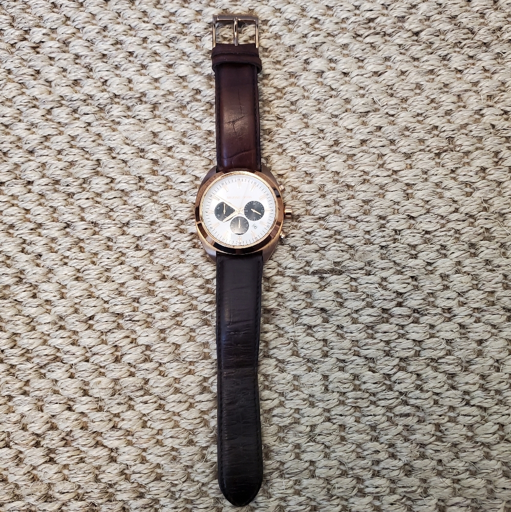 Brown Leather Strap/Gold Michael Kors Mens Watch